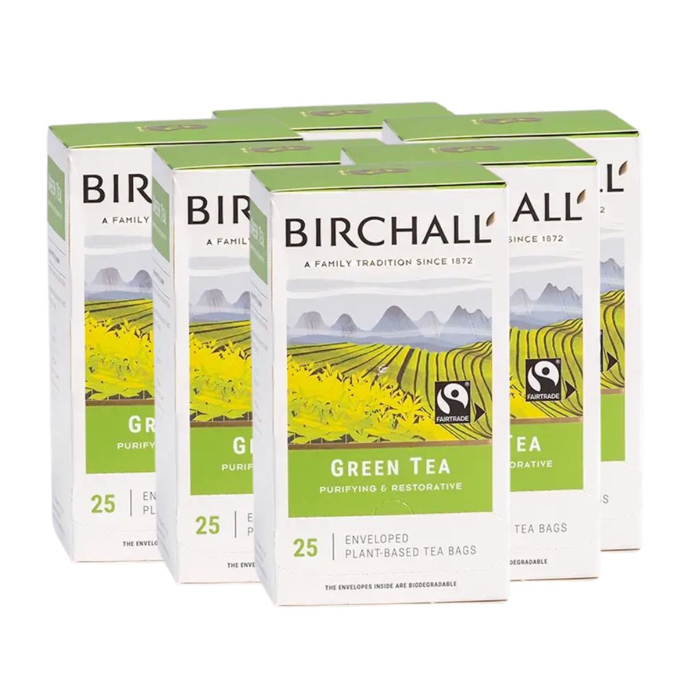 Birchall Green Enveloped Tagged Tea Bag 6 x 25