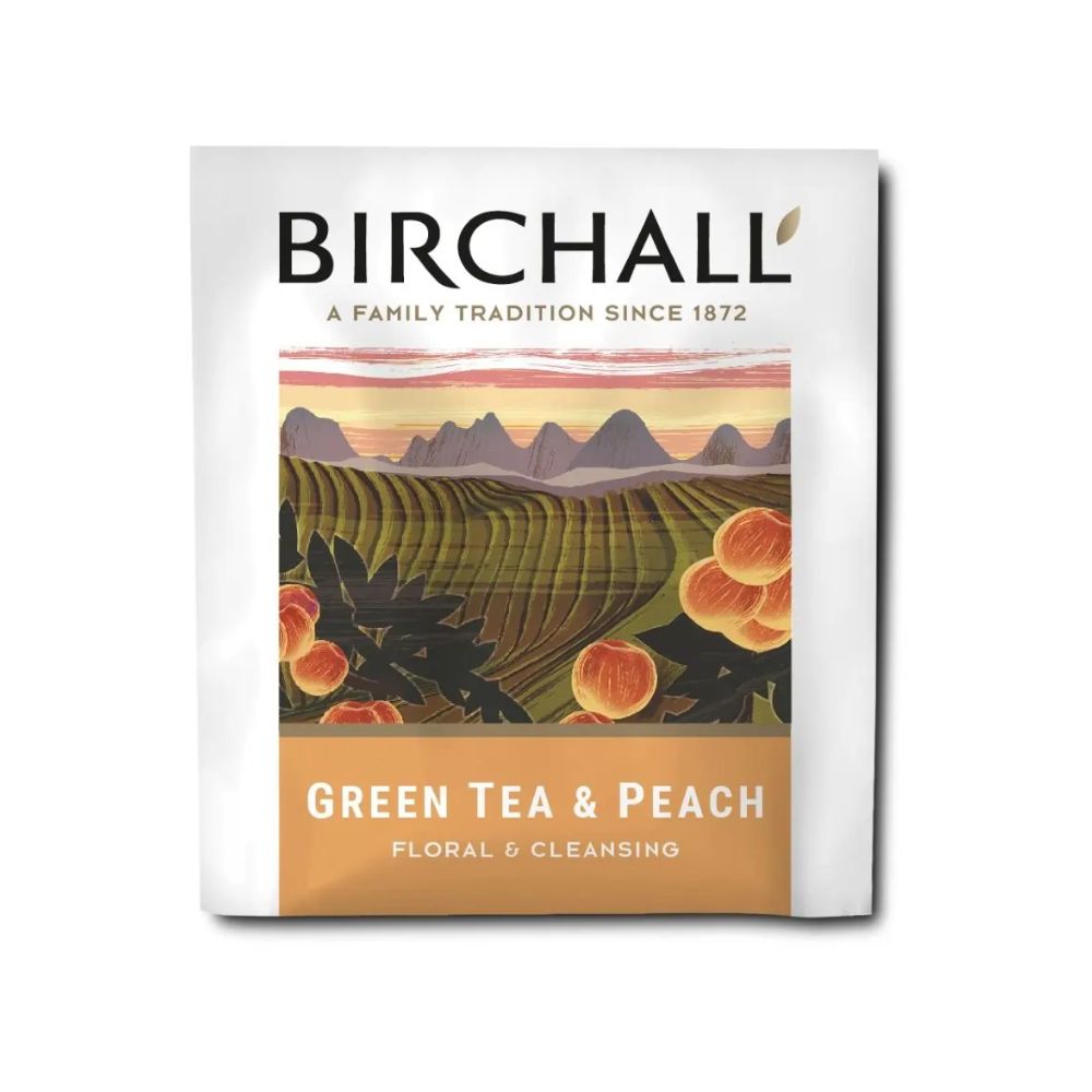 Birchall Green Tea & Peach Enveloped Tagged Tea Bag 1 x 25 - Image 2